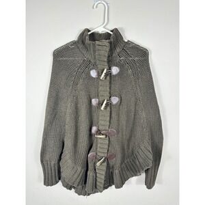 Michael‎ Kors XS Knit Toggle Button Up Cape Poncho Cardigan Sweater